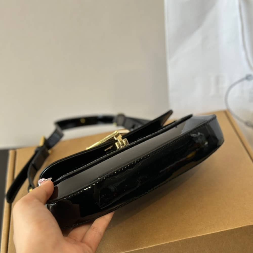 PRADA CLEO BAG IN BRUSHED LEATHER WITH TRIANGLE LOGO BLACK 24CM - Image 4