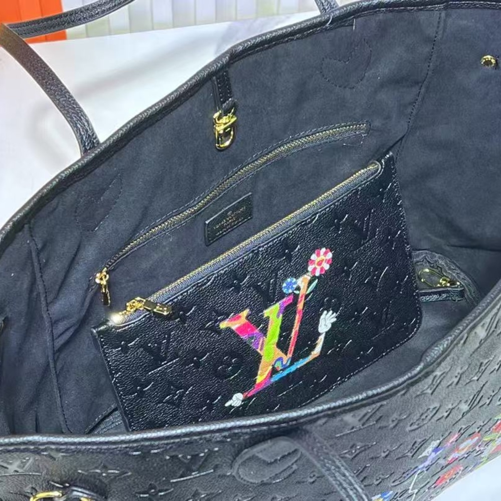 LOUIS VUITTON X TAKASHI MURAKAMI SUPERFLAT NEVERFULL MM BLACK 31CM M13675 - Image 6
