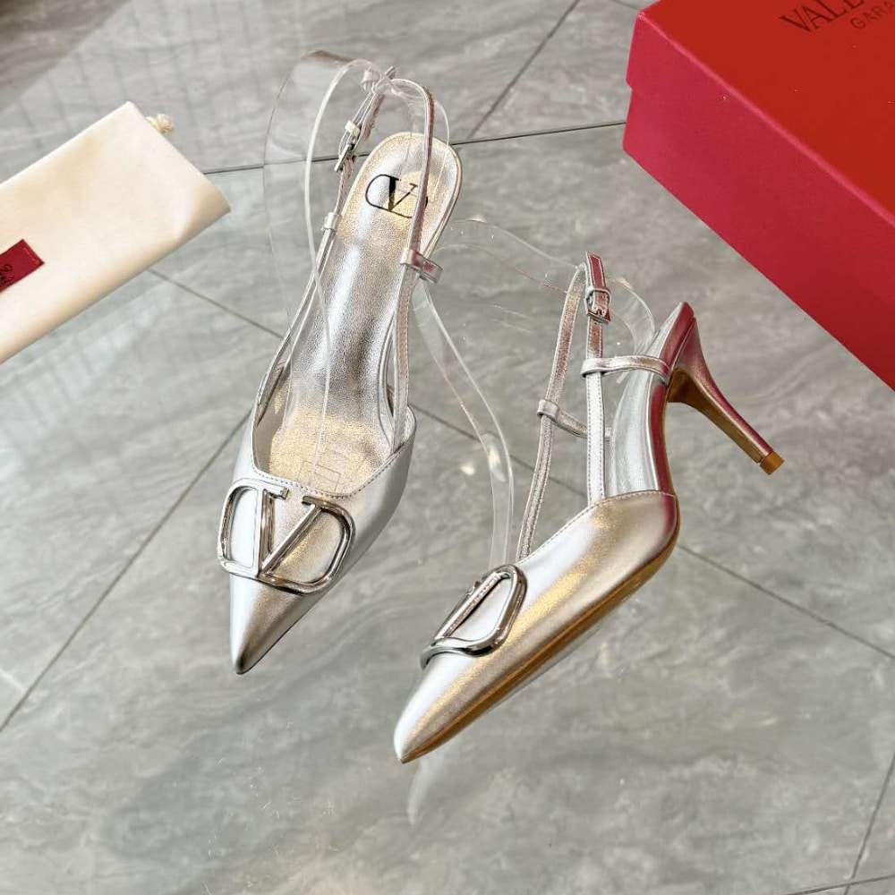 VALENTINO VLOGO SIGNATURE SLINGBACK PUMP IN SILVER 3W0S0R01YJS S13 - Image 5
