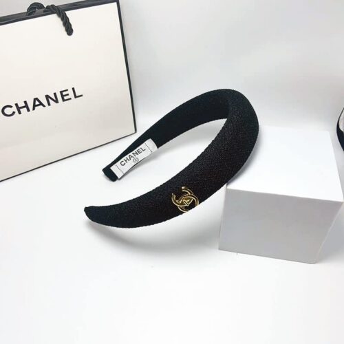 Alternative view of Chanel Cc Tweed Headband With Gold Hardware Black