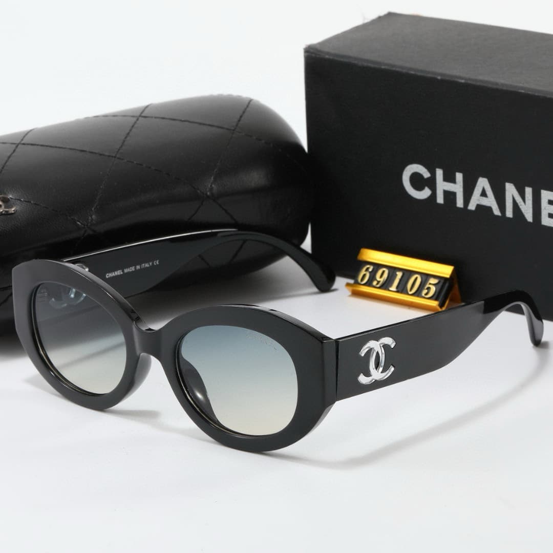 CHANEL OVAL SUNGLASSES ACETATE AND NYLON BLACK - Image 2