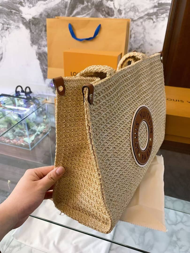 LOUIS VUITTON ONTHEGO MM NATURAL RAFFIA TAN 30CM M24723 - Image 7