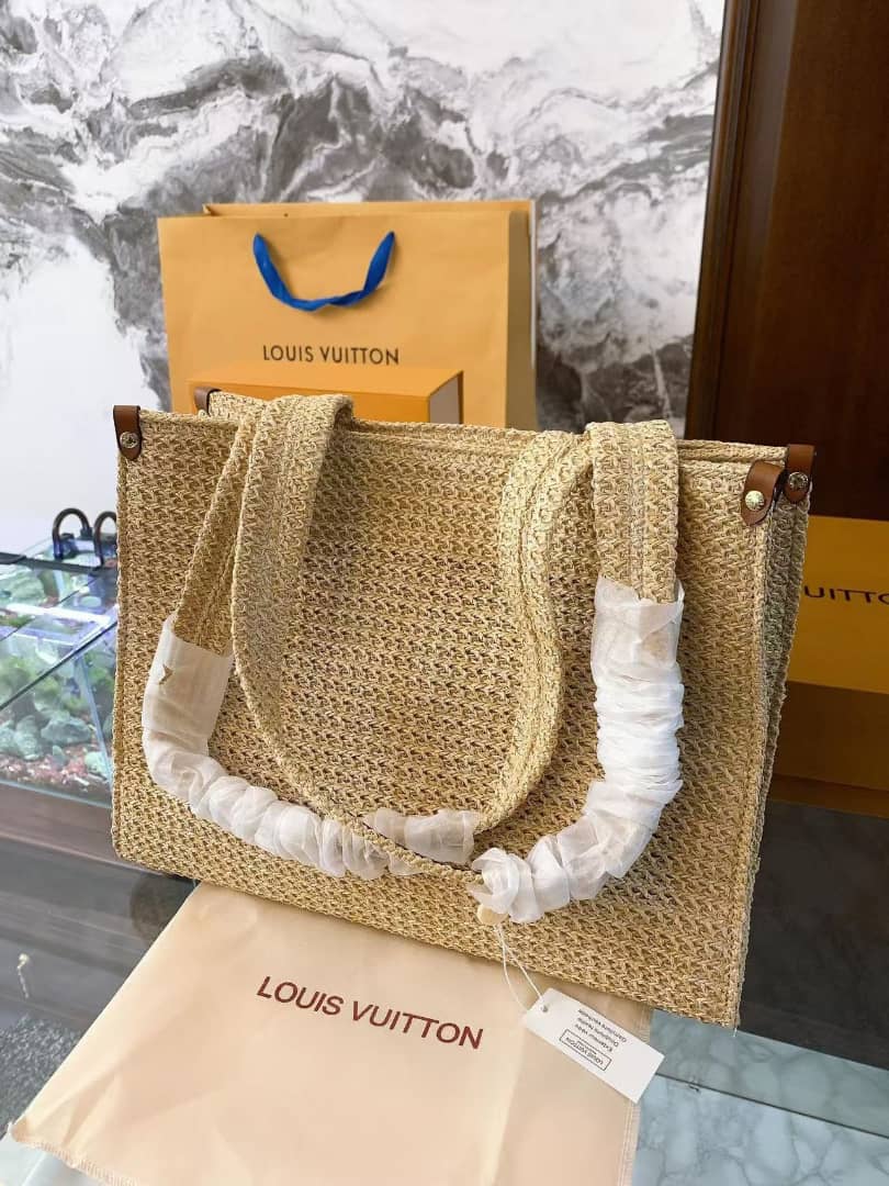 LOUIS VUITTON ONTHEGO MM NATURAL RAFFIA TAN 30CM M24723 - Image 5