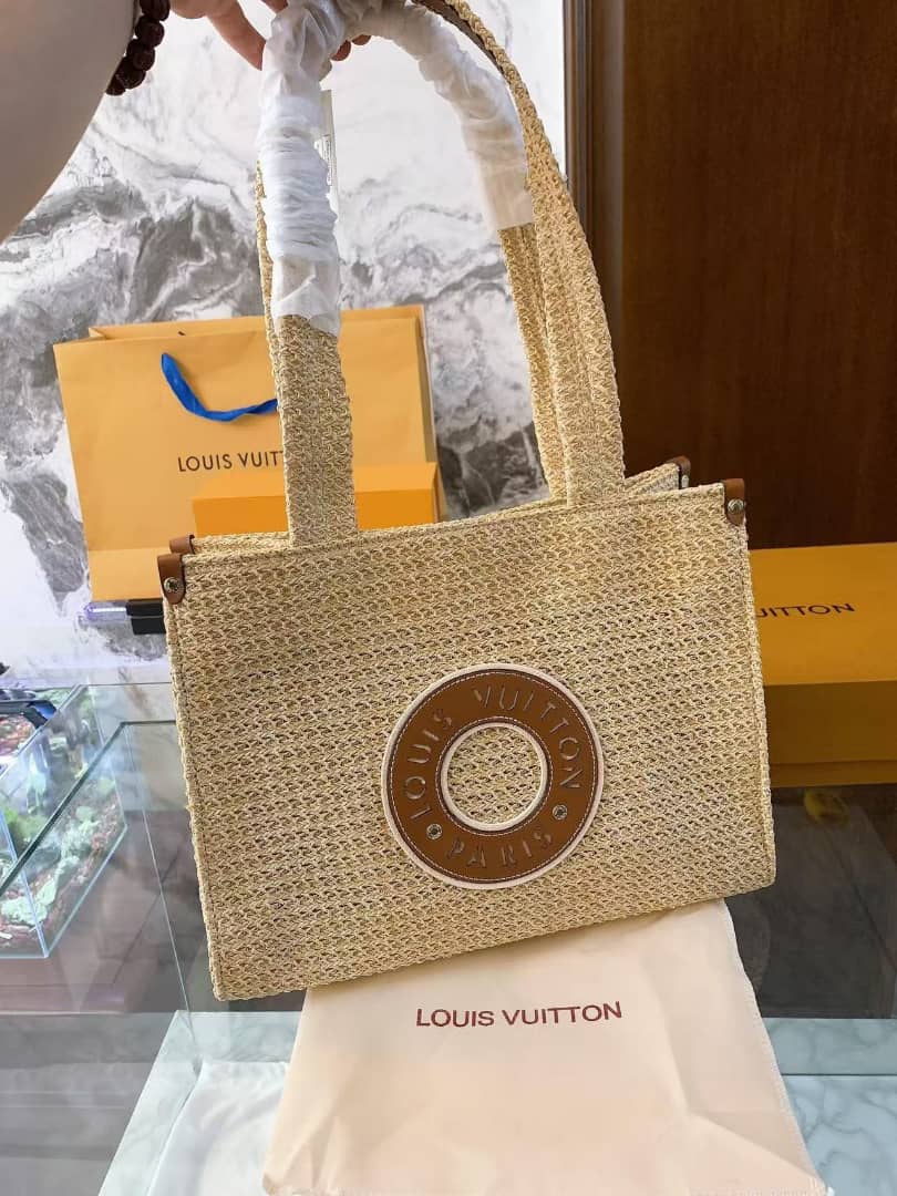 LOUIS VUITTON ONTHEGO MM NATURAL RAFFIA TAN 30CM M24723 - Image 3