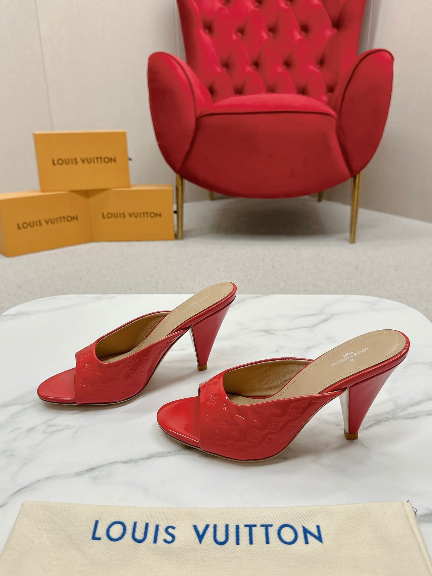 LOUIS VUITTON SUPER MULE SANDALS RED 1ACJ4M - Image 4