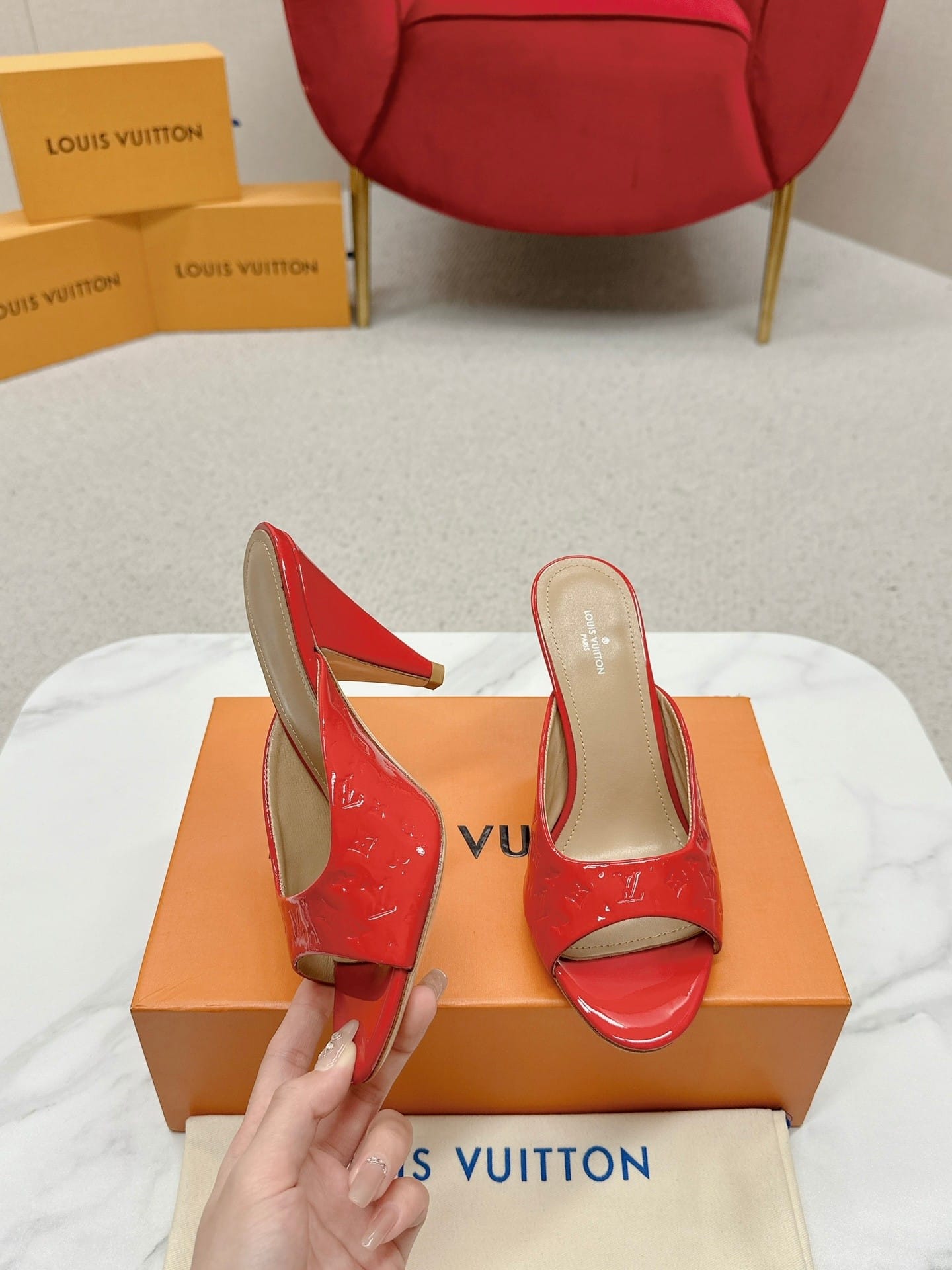 LOUIS VUITTON SUPER MULE SANDALS RED 1ACJ4M - Image 7