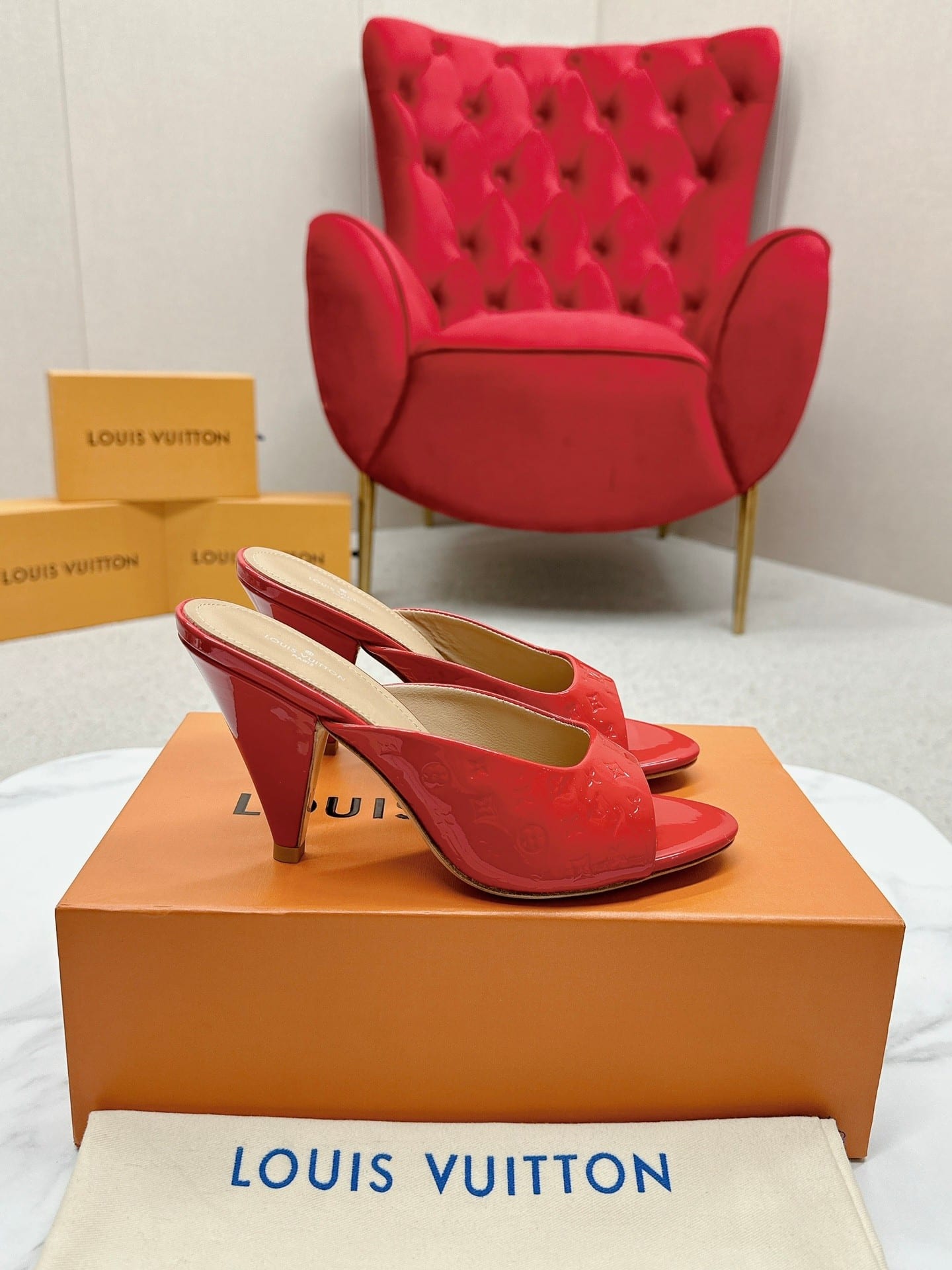 LOUIS VUITTON SUPER MULE SANDALS RED 1ACJ4M - Image 8