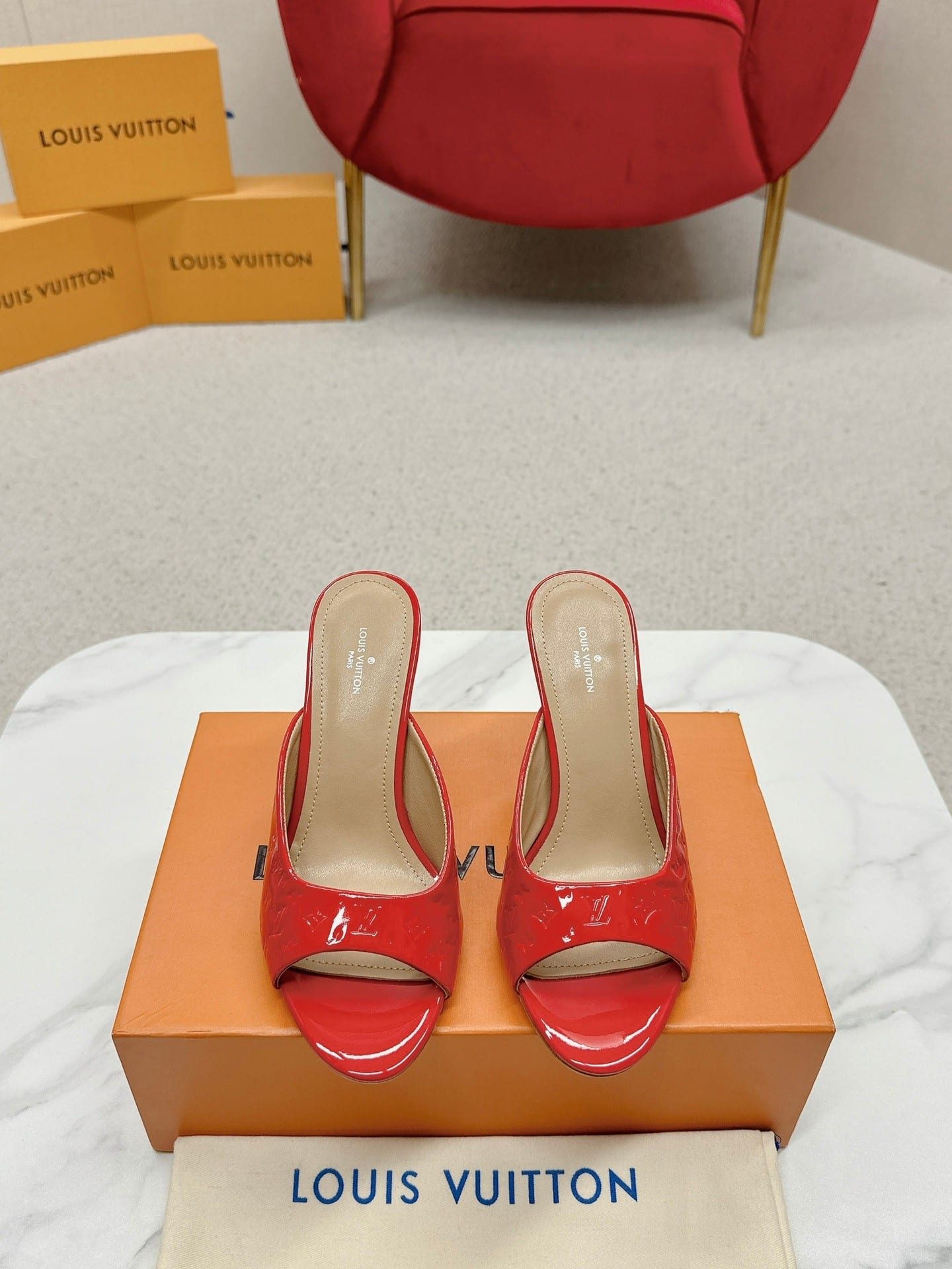LOUIS VUITTON SUPER MULE SANDALS RED 1ACJ4M - Image 9
