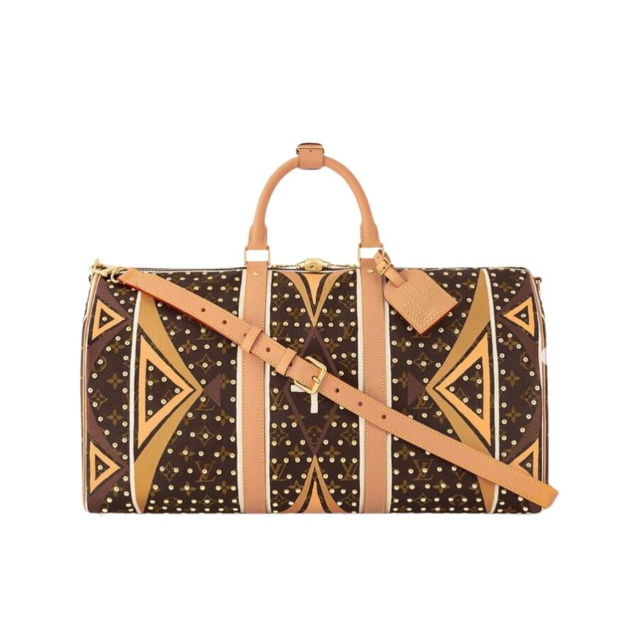 LOUIS VUITTON KEEPALL BANDOULIÈRE MONOGRAM CANVAS BROWN AND YELLOW 45CM