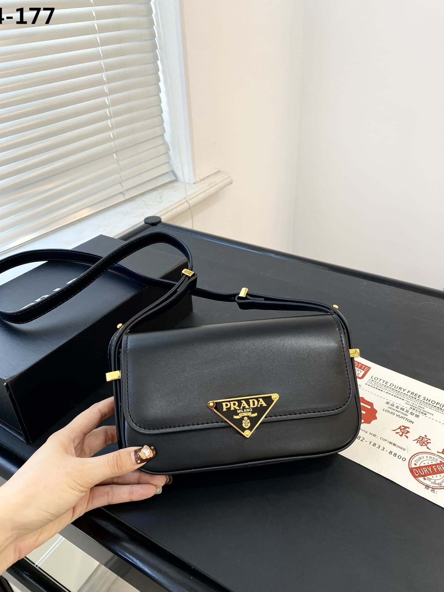 PRADA LEATHER SHOULDER BAG BLACK 21CM 1BD339 ASK F0002 V MTO - Image 3