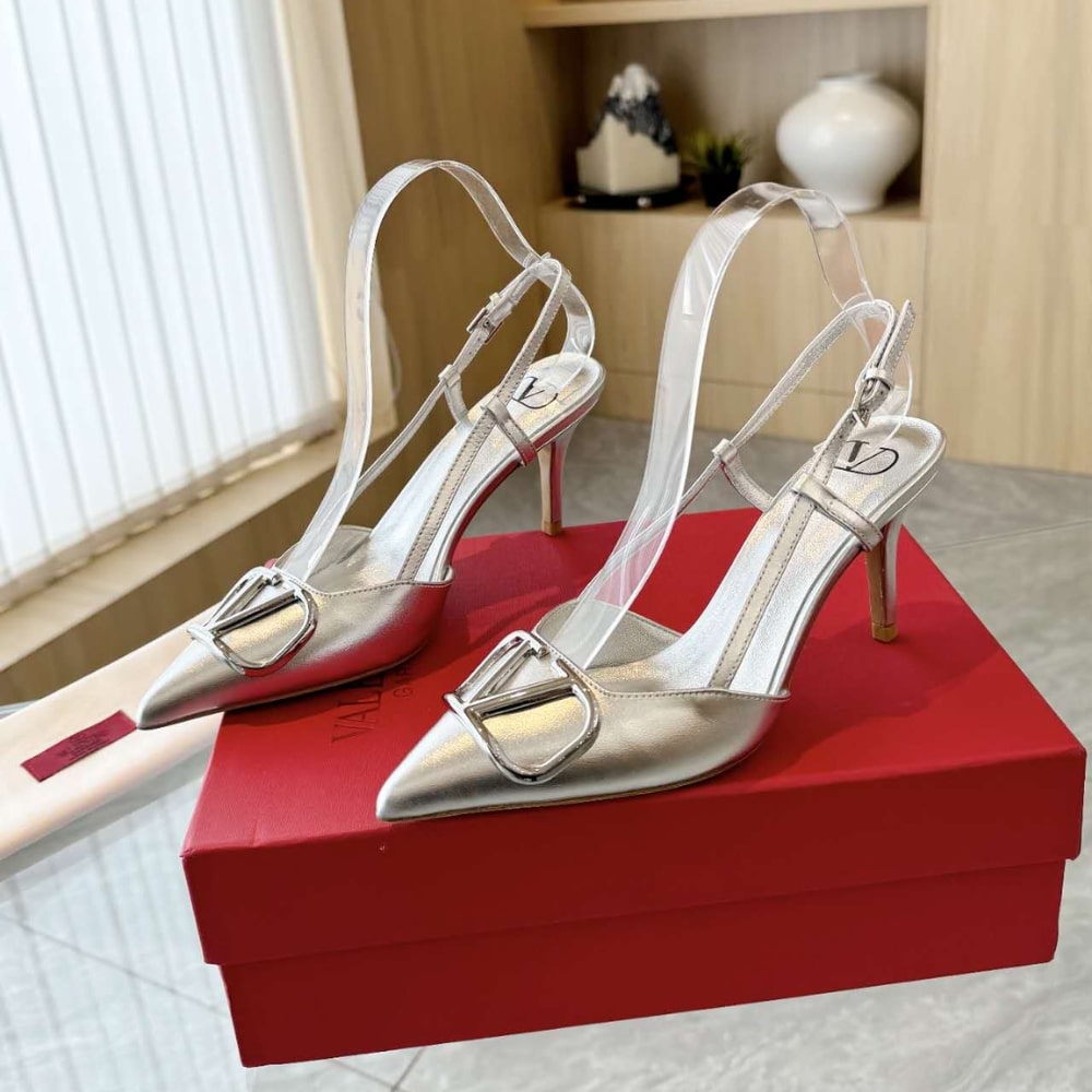 VALENTINO VLOGO SIGNATURE SLINGBACK PUMP IN SILVER 3W0S0R01YJS S13 - Image 6