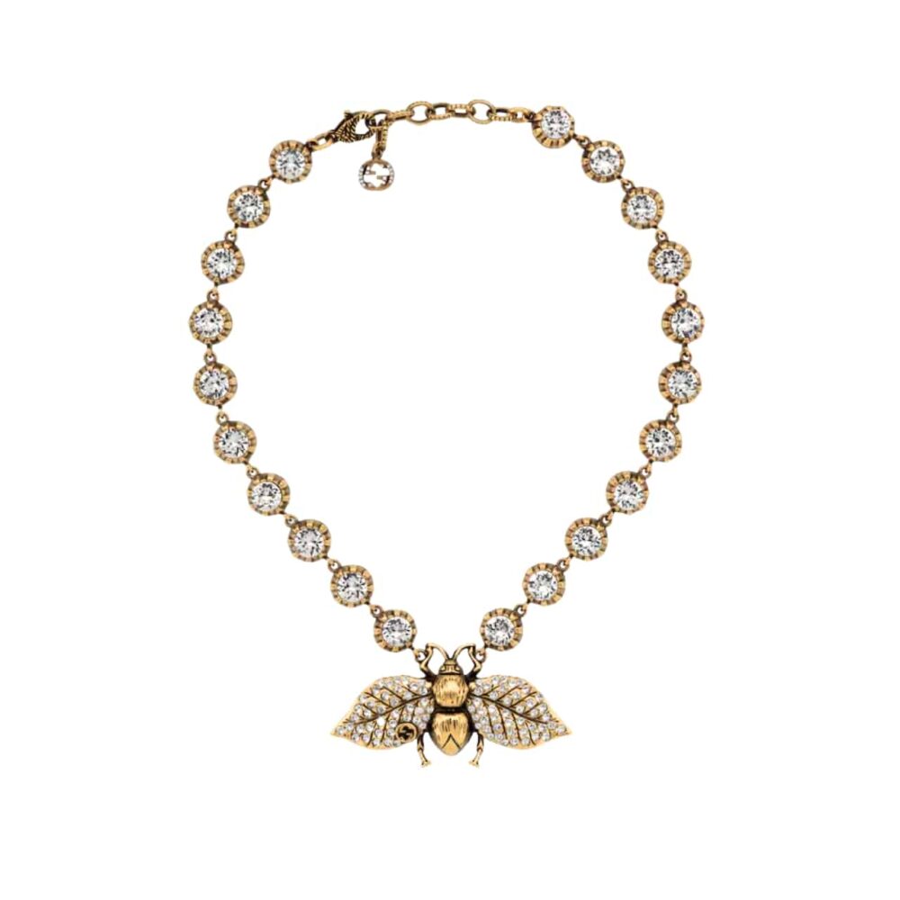 GUCCI BEE NECKLACE WITH CRYSTALS IN GOLD ‎629989 J1D50 8062