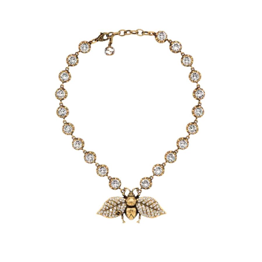 GUCCI BEE NECKLACE WITH CRYSTALS IN GOLD ‎629989 J1D50 8062