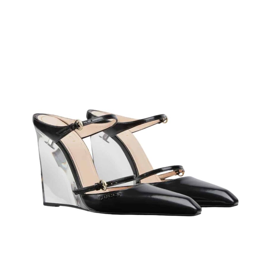 GUCCI WOMEN'S WEDGE MULE BLACK 827856 CLG00 1000