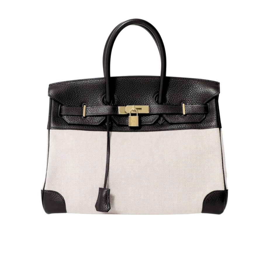 HERMES BIRKIN 25 TOILE H BLACK 25CM