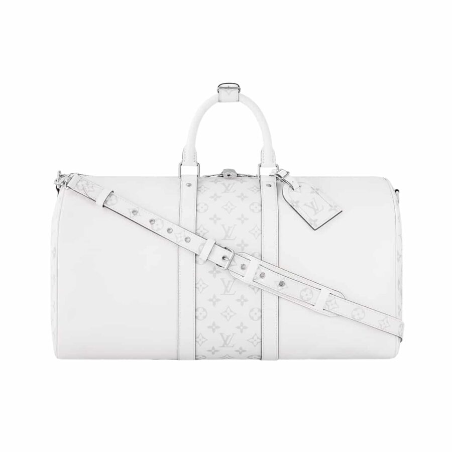 LOUIS VUITTON KEEPALL BANDOULIERE OPTICAL WHITE 40CM M30885