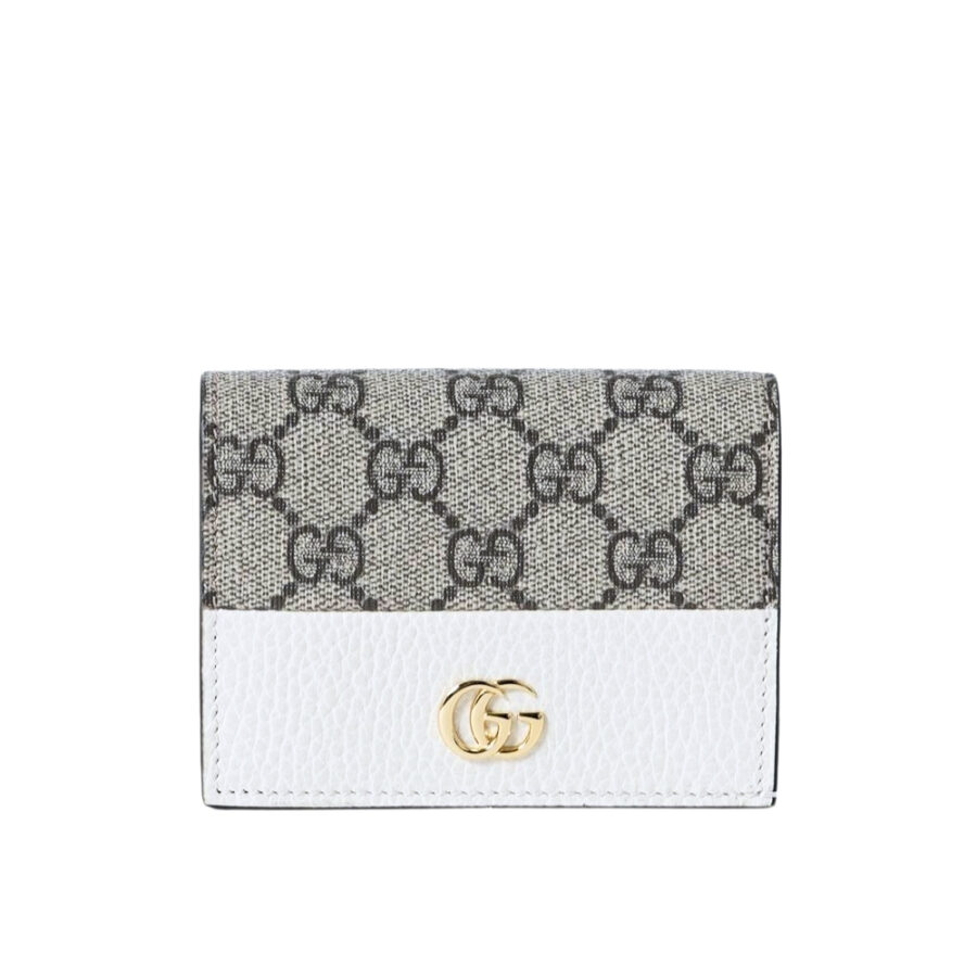 GUCCI BI COLOR GG MARMONT SMALL WALLET BEIGE AND WHITE 11CM 658610 17WAG 9096