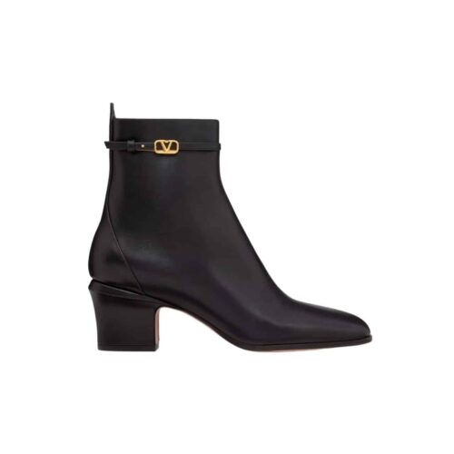 Valentino Garavani Tan Go Ankle Boot In Calfskin Leather Black 3w2s0gz2atz 0no