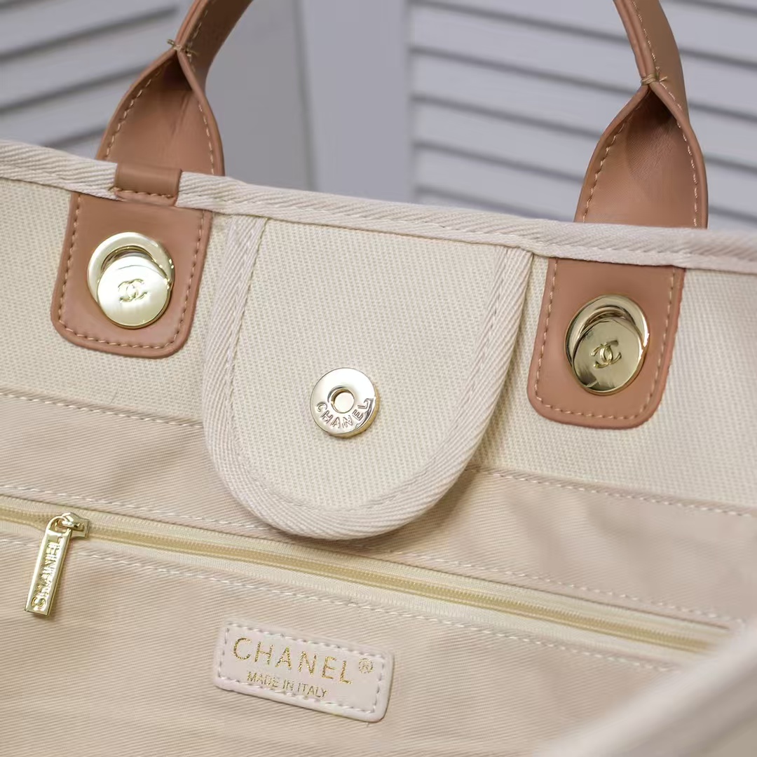 Chanel Cc Canvas Pearl Deauville Beige 38cm - Image 8
