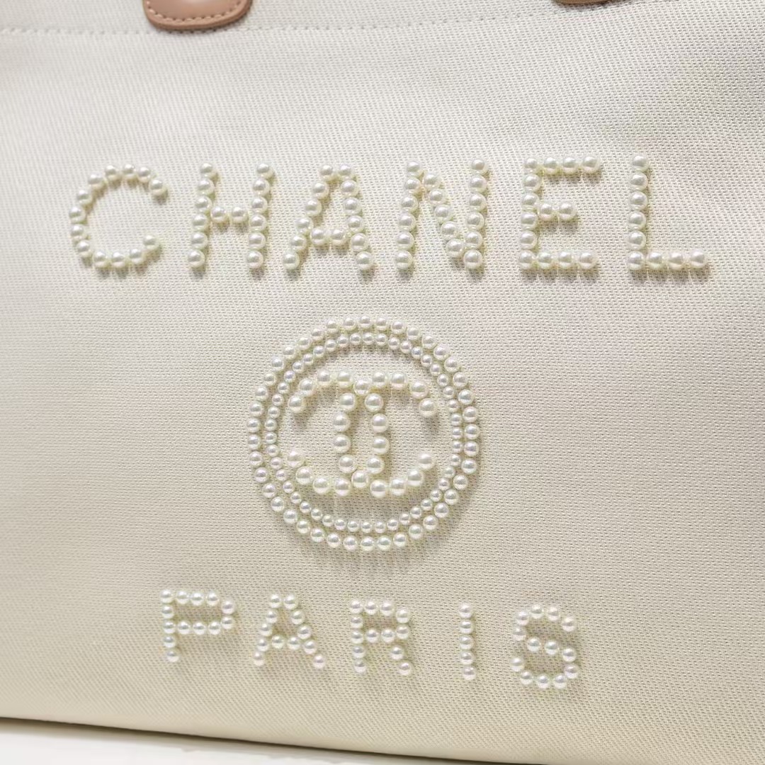 Chanel Cc Canvas Pearl Deauville Beige 38cm - Image 10