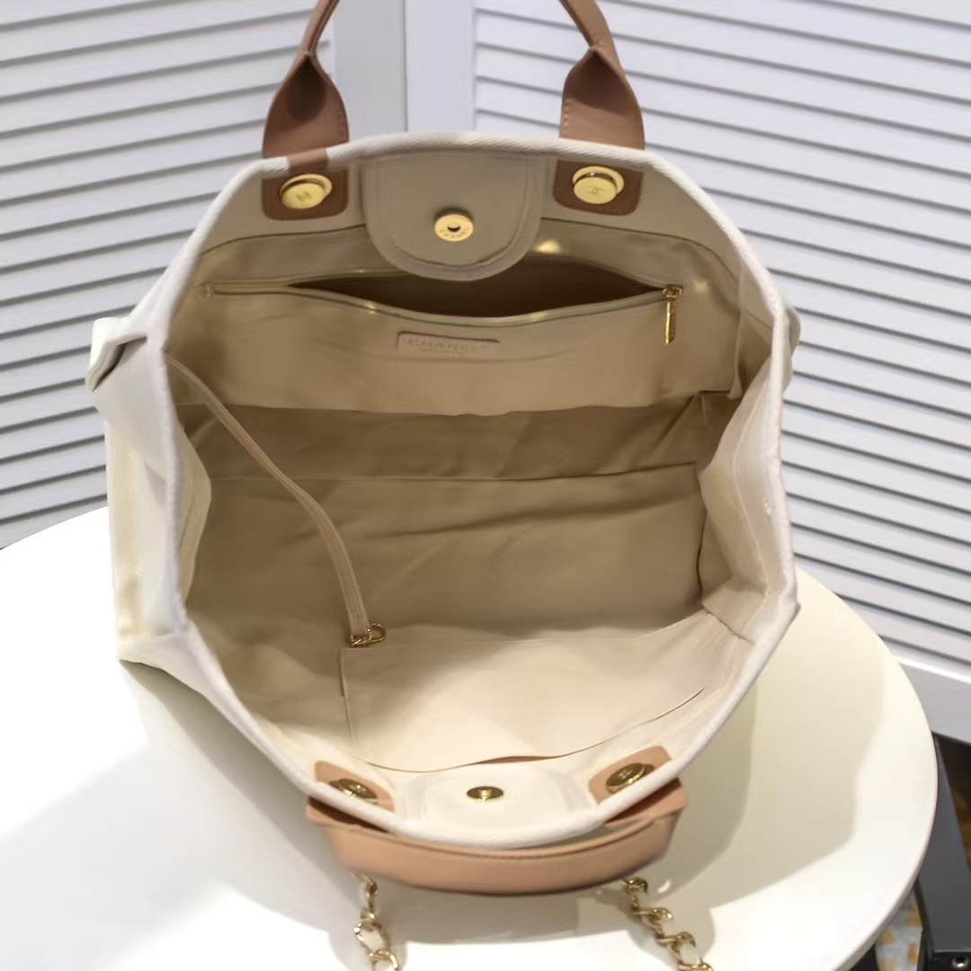 Chanel Cc Canvas Pearl Deauville Beige 38cm - Image 6
