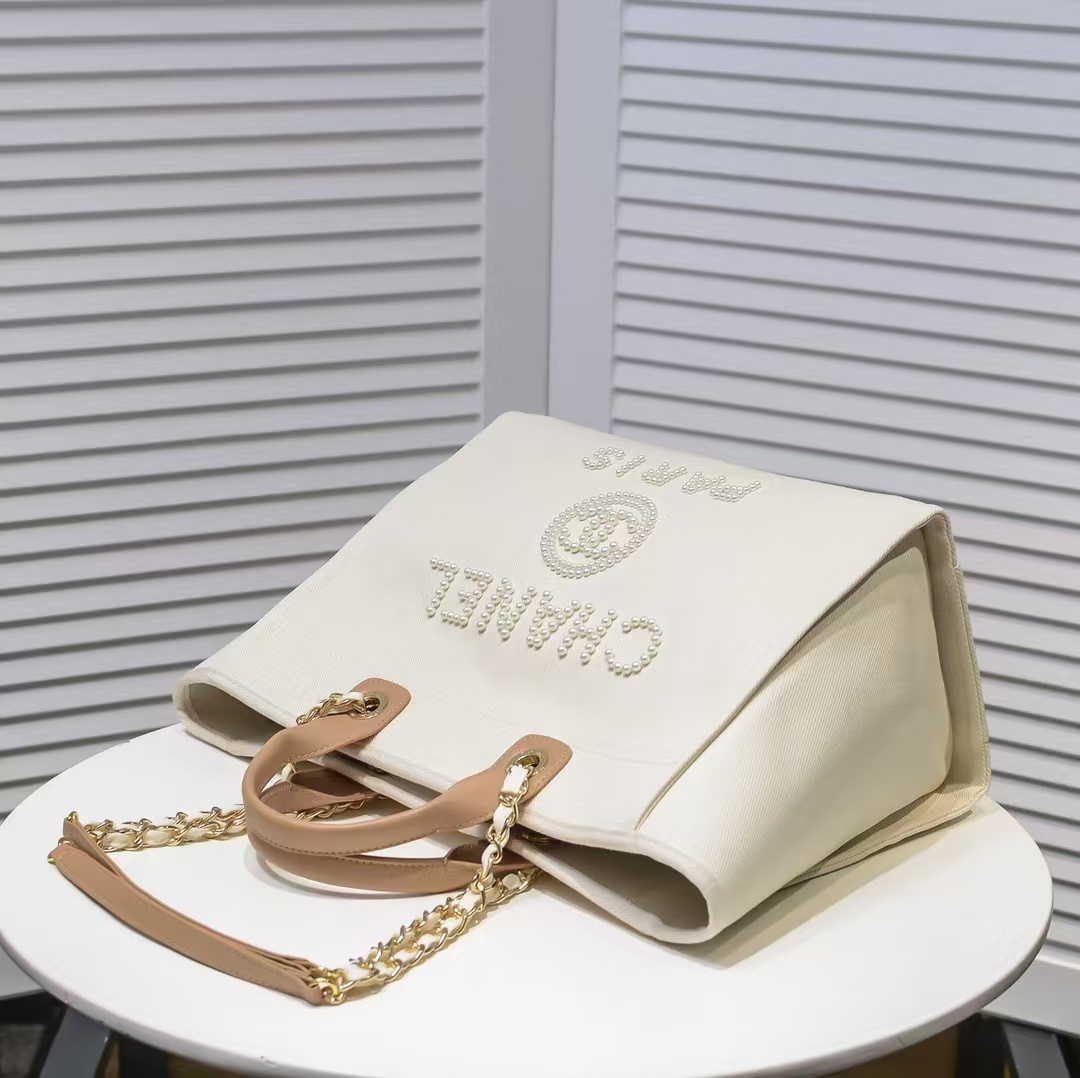 Chanel Cc Canvas Pearl Deauville Beige 38cm - Image 5