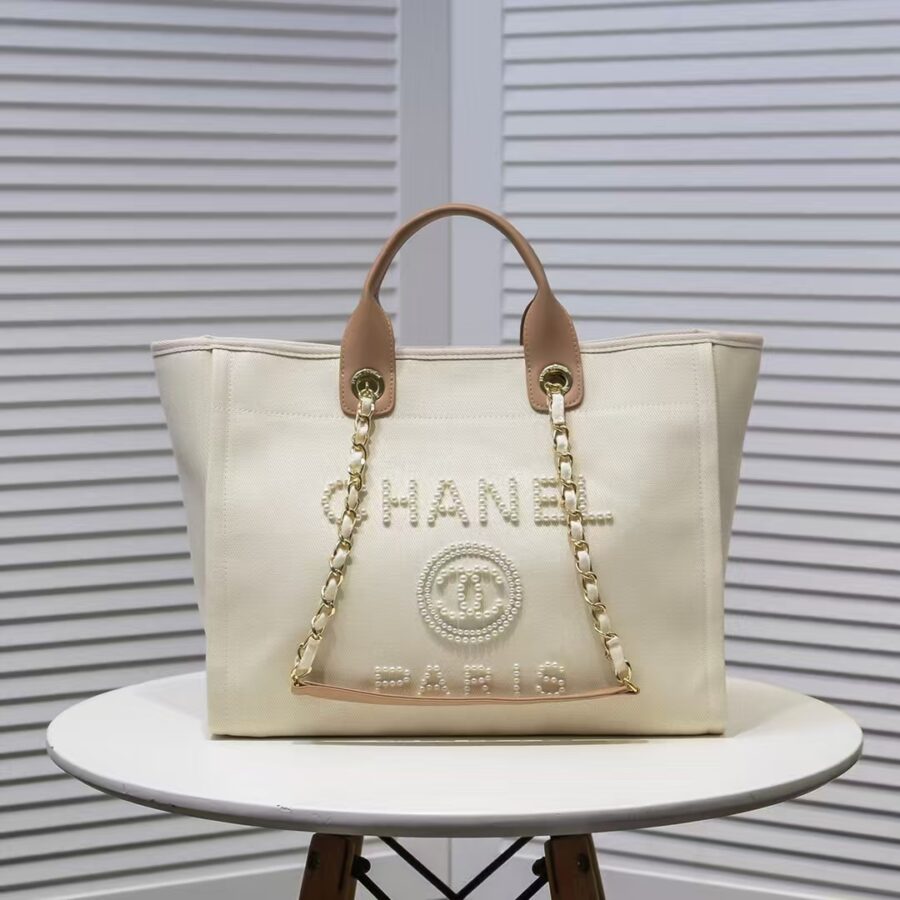 Alternative view of Chanel Cc Canvas Pearl Deauville Beige 38cm