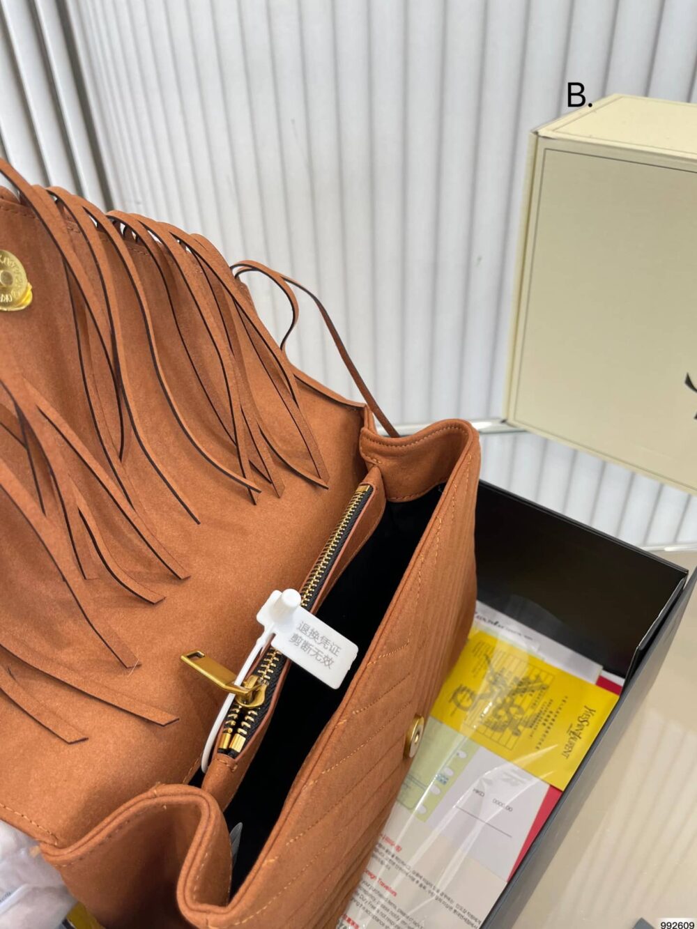SAINT LAURENT MEDIUM COLLEGE CHAIN BAG IN SUEDE CINNAMON 24CM 531705 0U0K7 7761 - Image 2