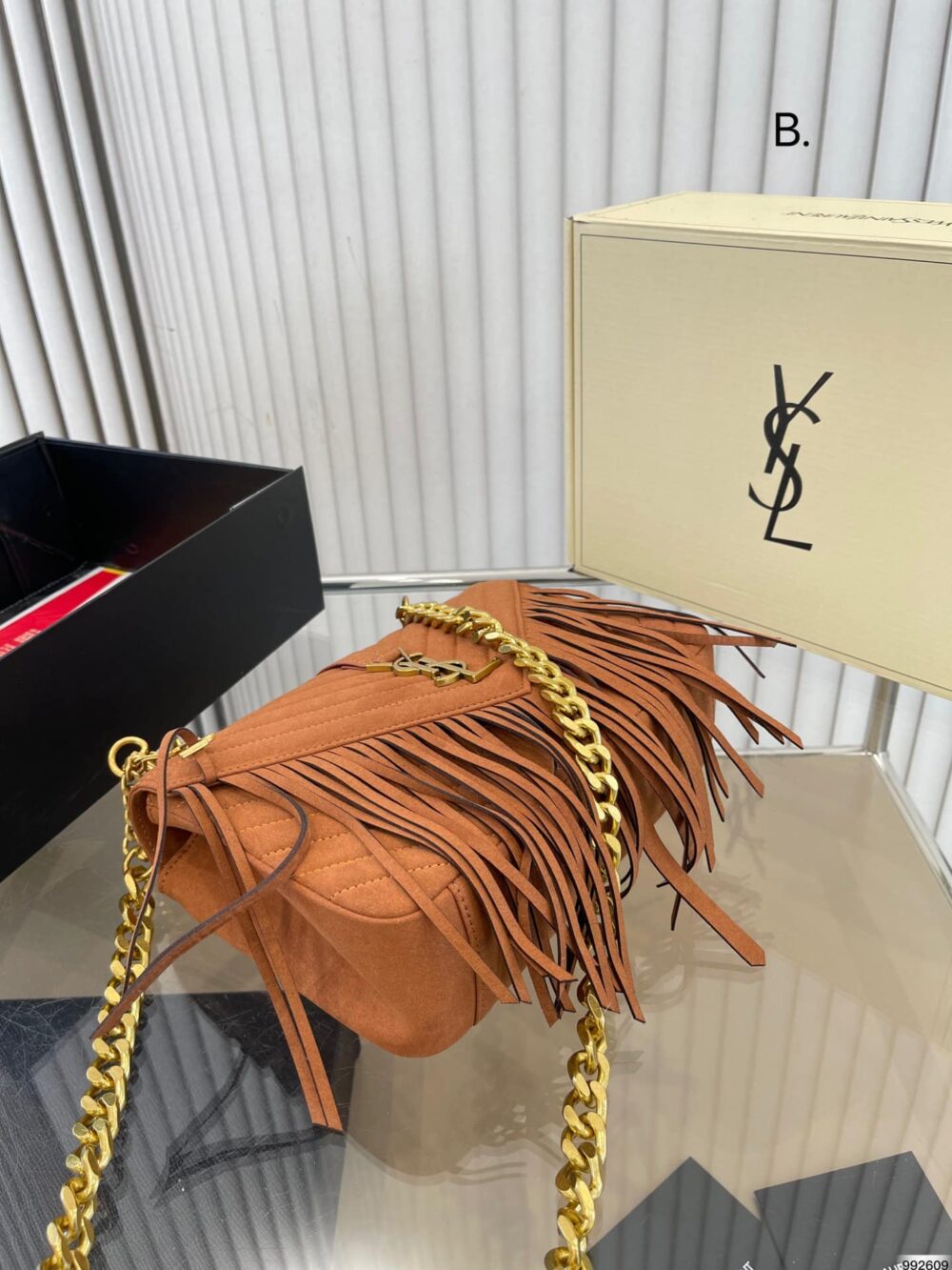 SAINT LAURENT MEDIUM COLLEGE CHAIN BAG IN SUEDE CINNAMON 24CM 531705 0U0K7 7761 - Image 5
