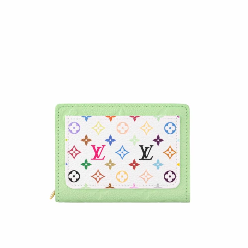 LOUIS VUITTON X MURAKAMI PORTEFEUILLE CLAIRE GREEN TEA 11CM M13619