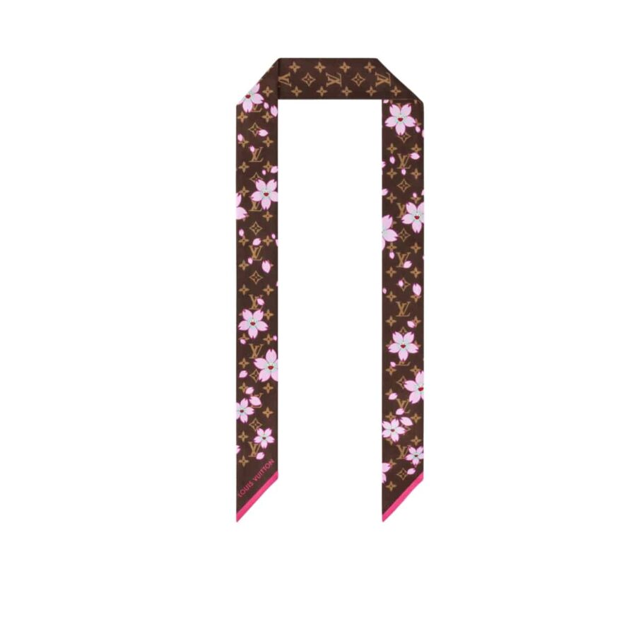 LOUIS VUITTON X TAKASHI MURAKAMI MONOGRAM CHERRY BLOSSOM BANDEAU BB IN TAN 120CM M96084
