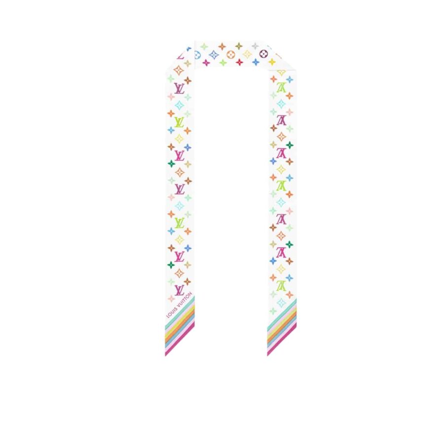 LOUIS VUITTON X TAKASHI MURAKAMI MONOGRAM MULTICOLOR BB BANDEAU IN WHITE 120CM M94963