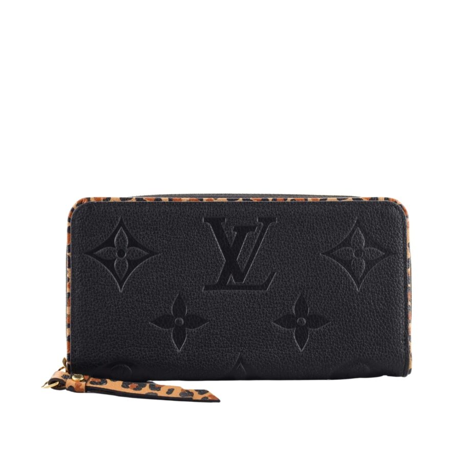 LOUIS VUITTON ZIPPY WALLET WILD AT HEART MONOGRAM EMPREINTE GIANT BLACK 19CM