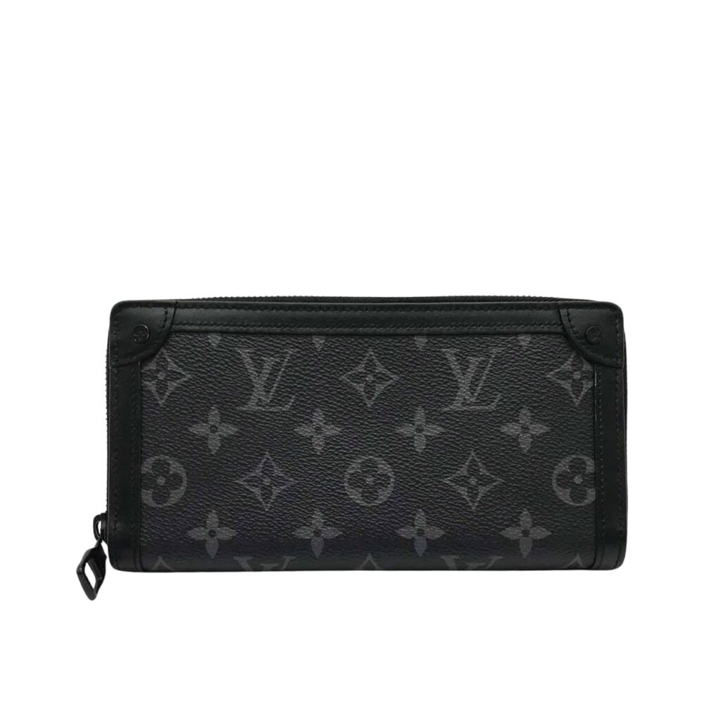 LOUIS VUITTON LONG WALLET MONOGRAM ECLIPSE TRUNK ZIPPY BLACK 19CM
