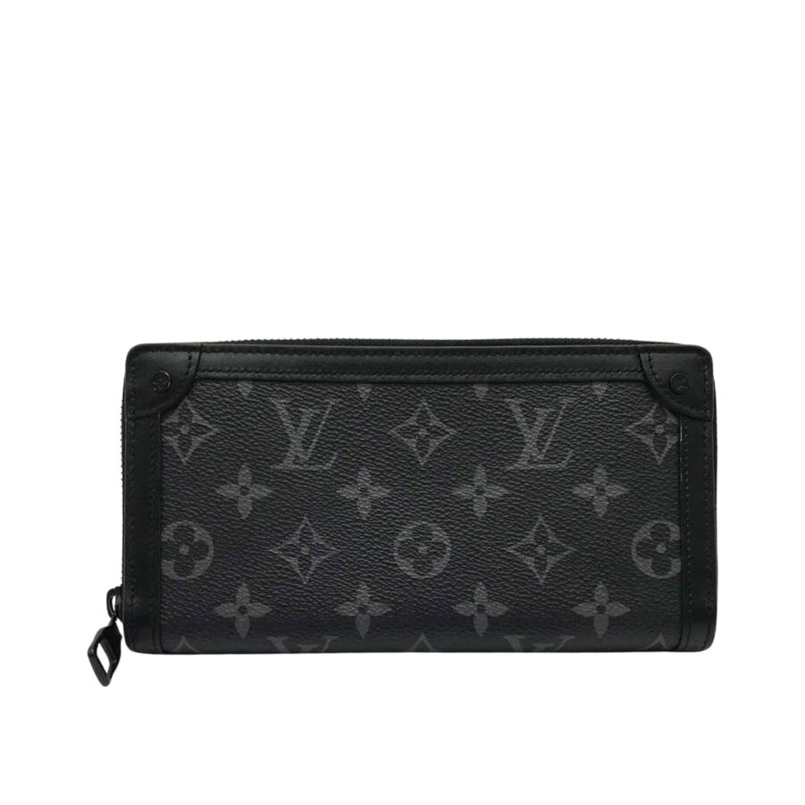 LOUIS VUITTON LONG WALLET MONOGRAM ECLIPSE TRUNK ZIPPY BLACK 19CM