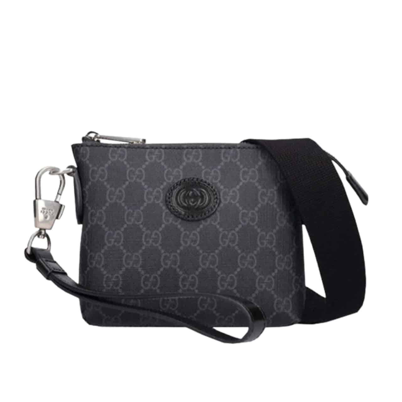 GUCCI MESSENGER BAG WITH INTERLOCKING G BLACK 29CM