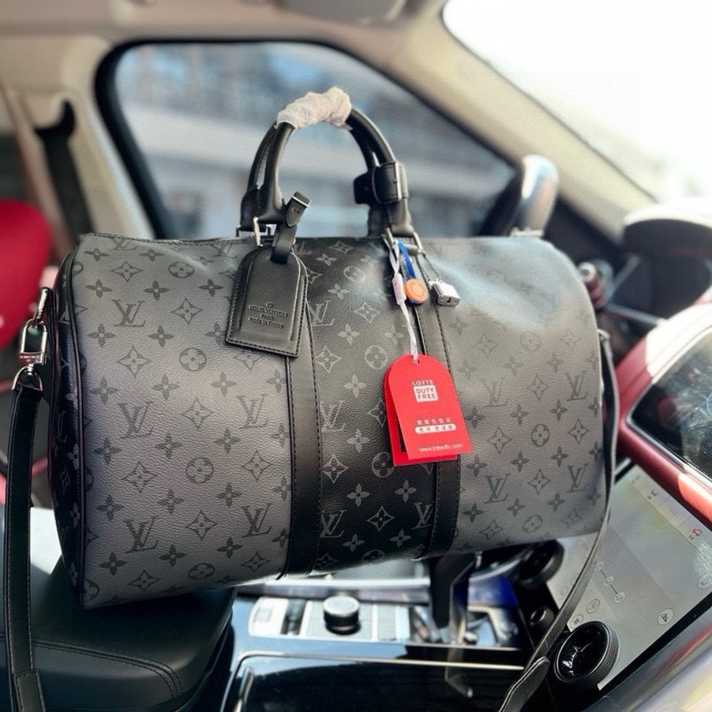 LOUIS VUITTON KEEPALL BANDOULIÈRE 50 MONOGRAM ECLIPSE CANVAS BLACK AND GREY 45CM M45392 - Image 2
