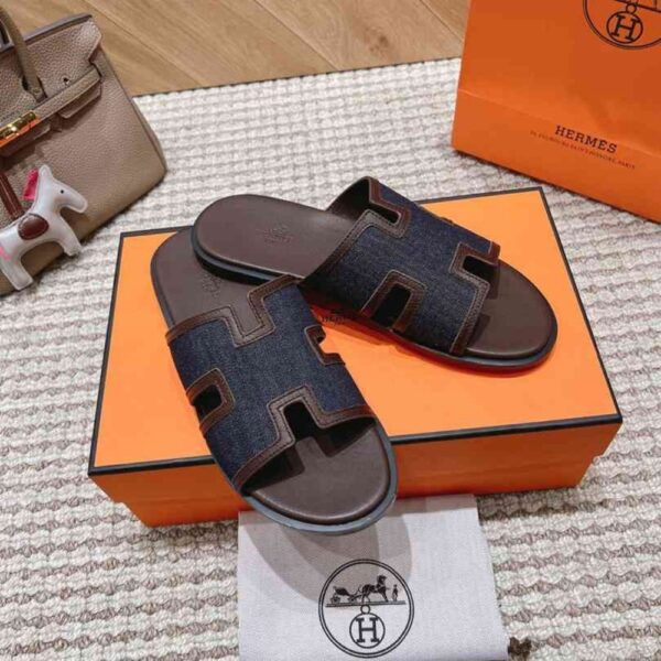 HERMES IZMIR SANDAL BLUE AND CHOCOLATE H232814ZH49400 - Image 6