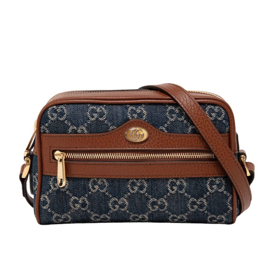 GUCCI OPHIDIA GG MINI DENIM BLUE AND EBONY 17CM 517350 2KQGG 8375