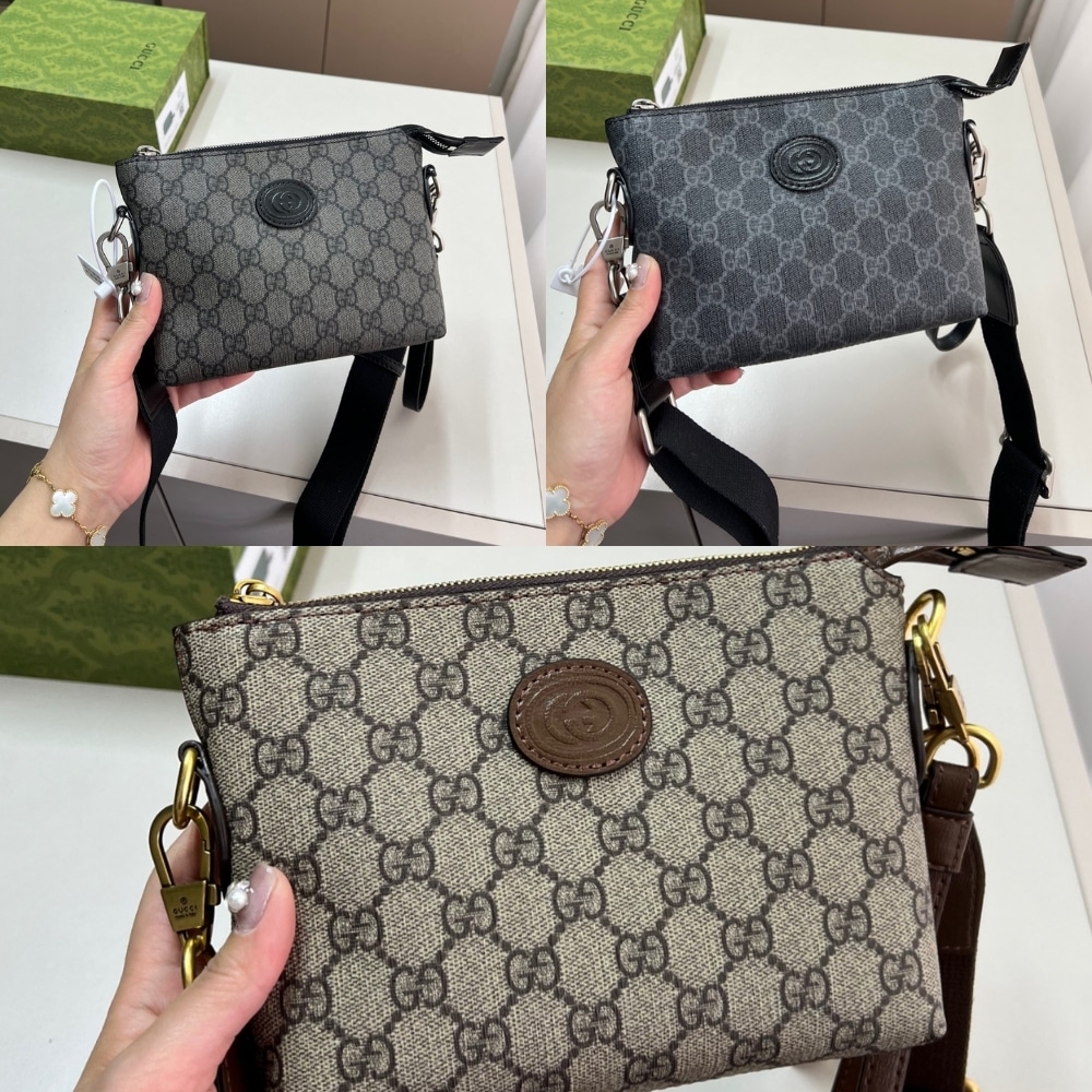 GUCCI MESSENGER BAG WITH INTERLOCKING G BLACK 29CM - Image 3