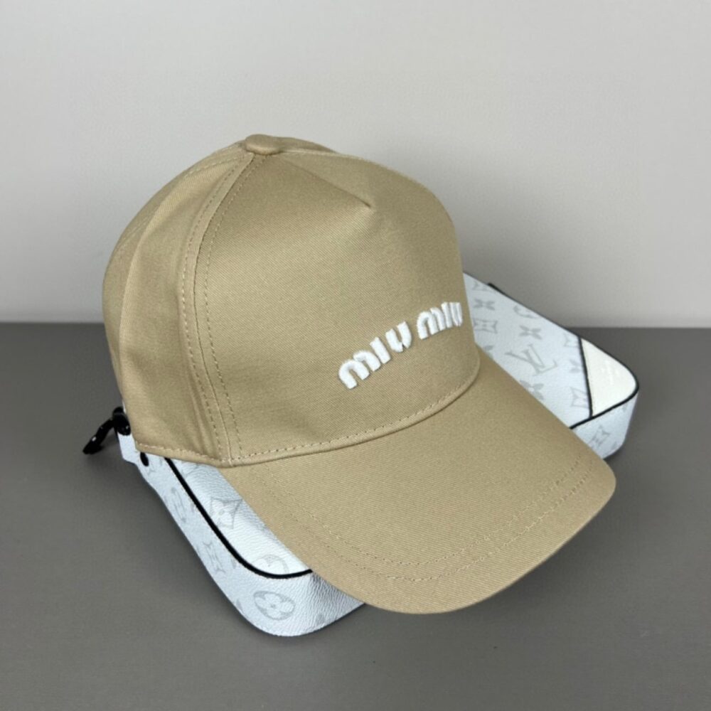 MIUMIU DRILL BASEBALL CAP BEIGE 5HC179 ADXI F011P - Image 2