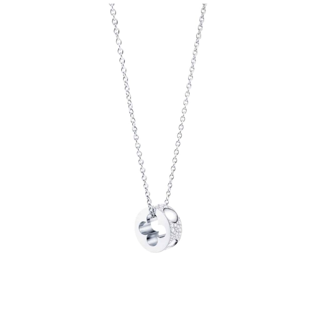 LOUIS VUITTON EMPREINTE PENDANT NECKLACE WHITE GOLD Q93675
