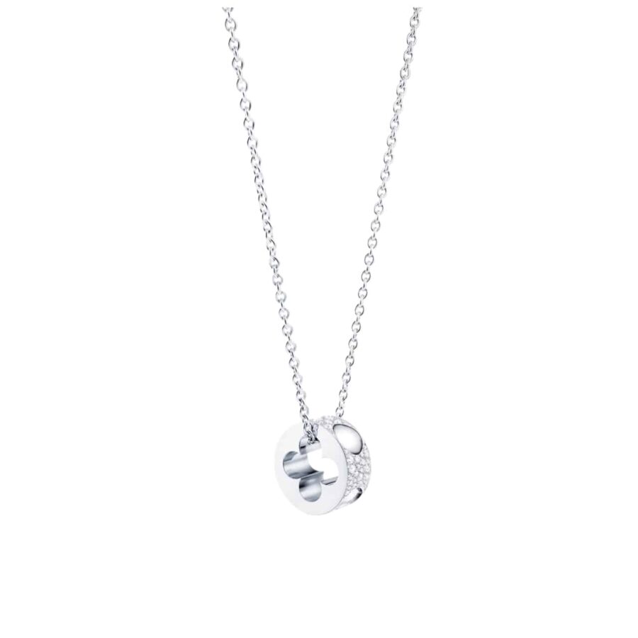 LOUIS VUITTON EMPREINTE PENDANT NECKLACE WHITE GOLD Q93675