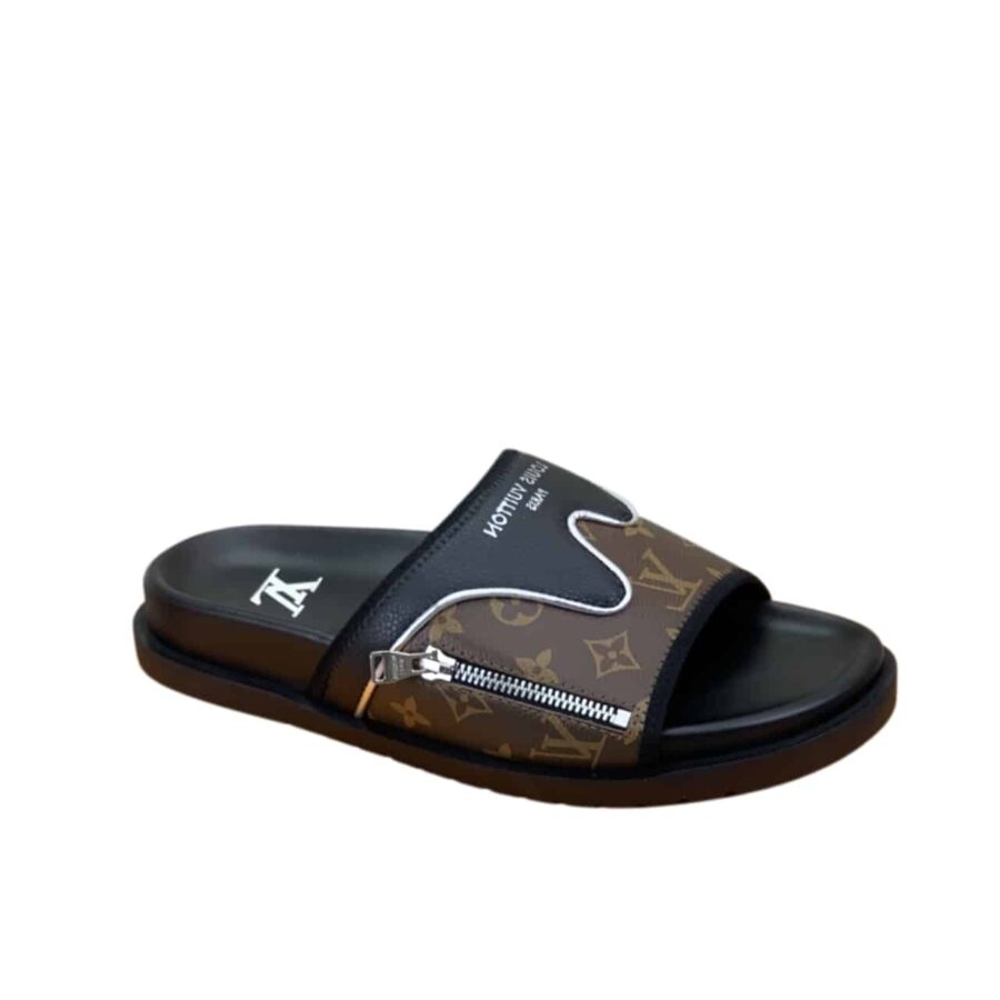 LOUIS VUITTON  VELCRO SLIPPERS LOCK EDGE BROWN