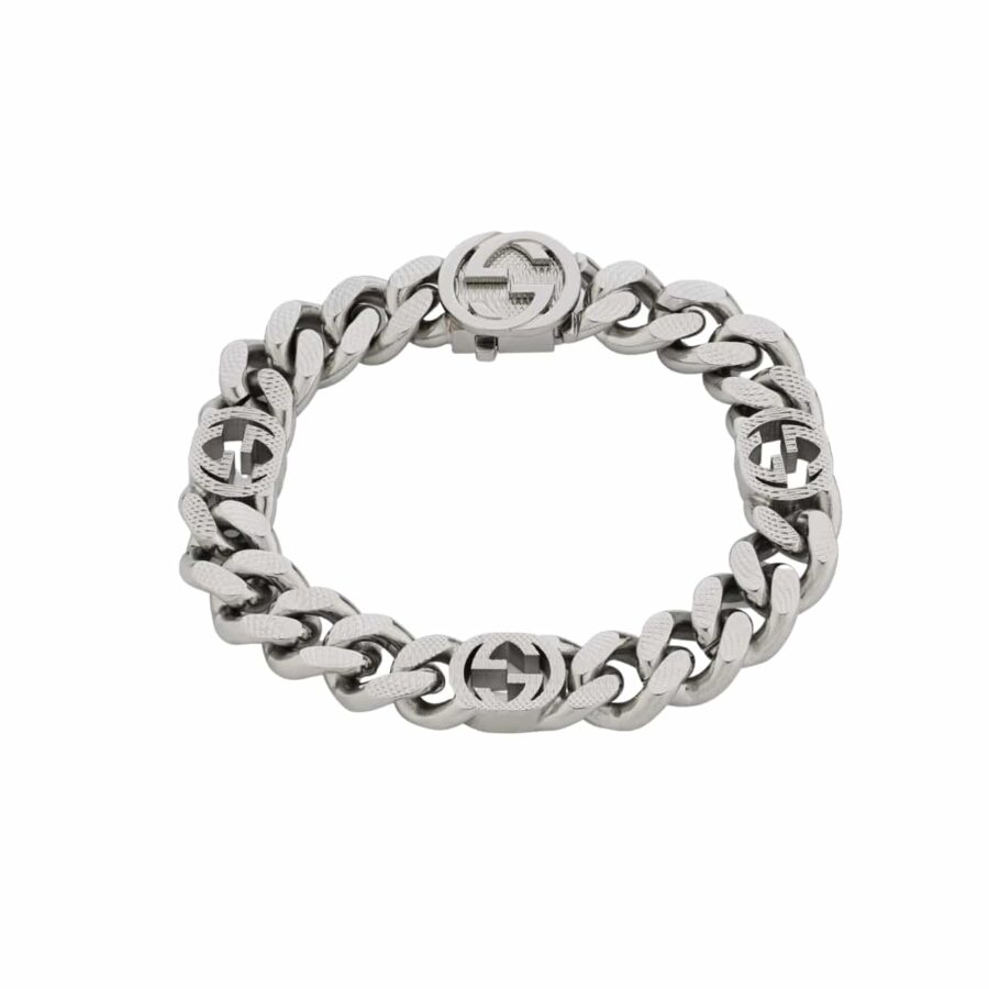 GUCCI INTERLOCKING BRACELET SILVER 675758 I4601 0926