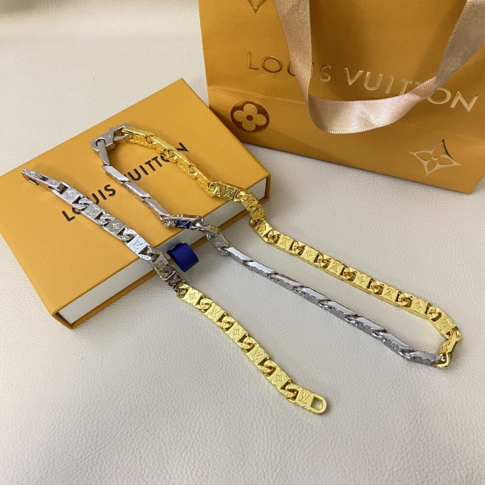 LOUIS VUITTON MONOGRAM TIED UP NECKLACE GOLD AND SILVER M02229 - Image 6