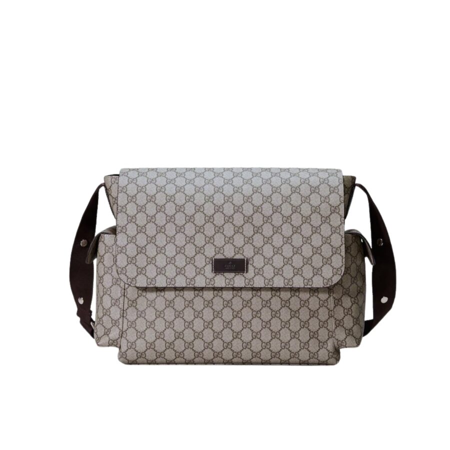 GUCCI LARGE CHANGING BAG BEIGE AND EBONY GG SUPREME 44CM 211131 KGDIG 8588