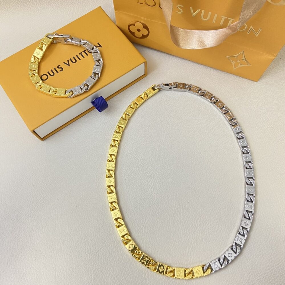 LOUIS VUITTON MONOGRAM TIED UP NECKLACE GOLD AND SILVER M02229 - Image 7