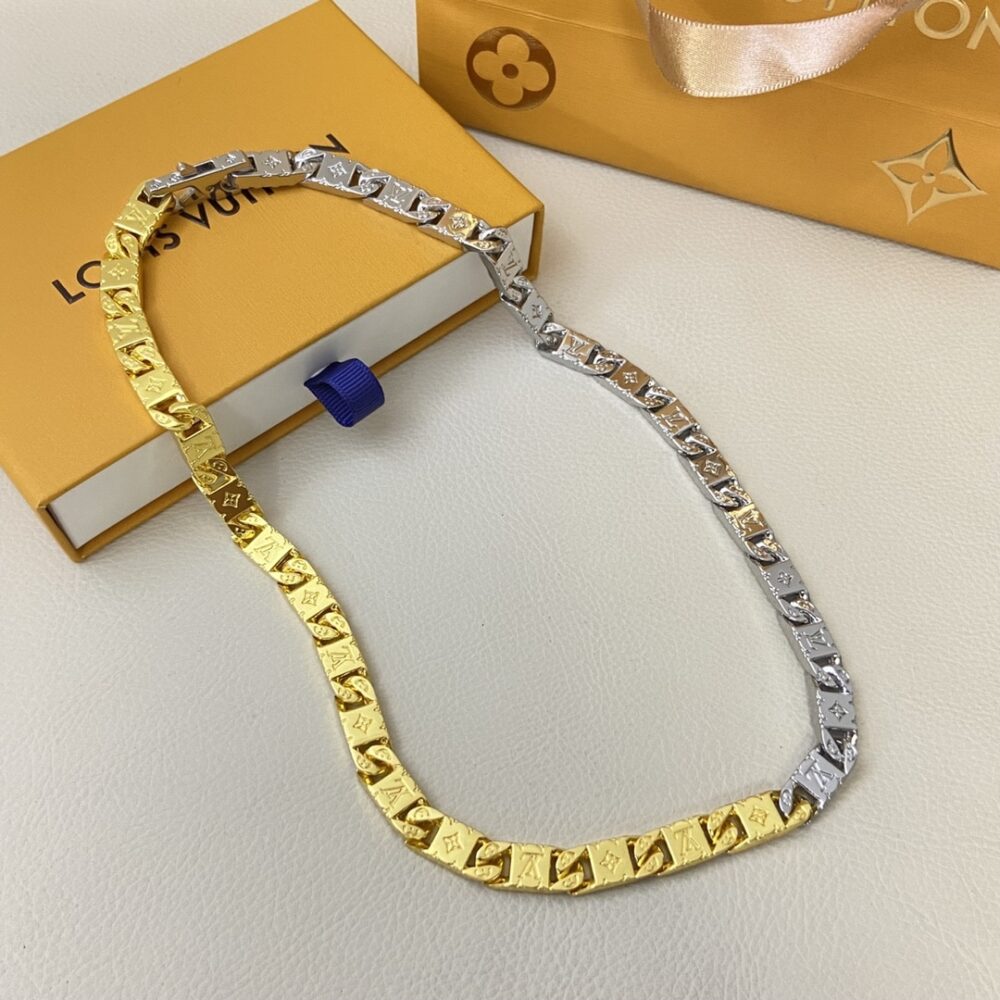 LOUIS VUITTON MONOGRAM TIED UP NECKLACE GOLD AND SILVER M02229 - Image 5
