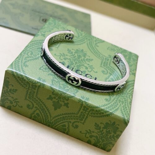 Alternative view of Gucci Cuff Bracelet Interlocking Gg Sterling Silver Black Enamel
